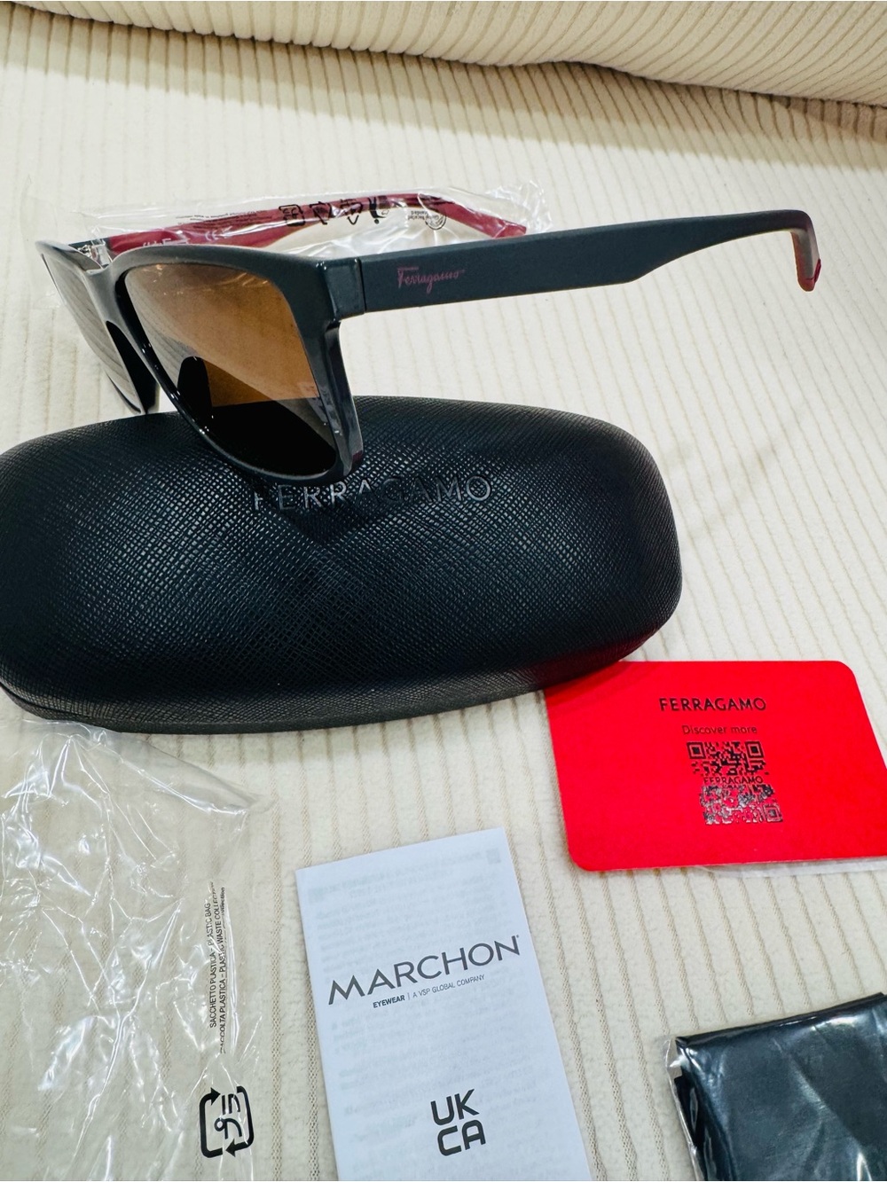 Salvatore Ferragamo Black Frames with Brown Gradient Lenses Brant New with Case